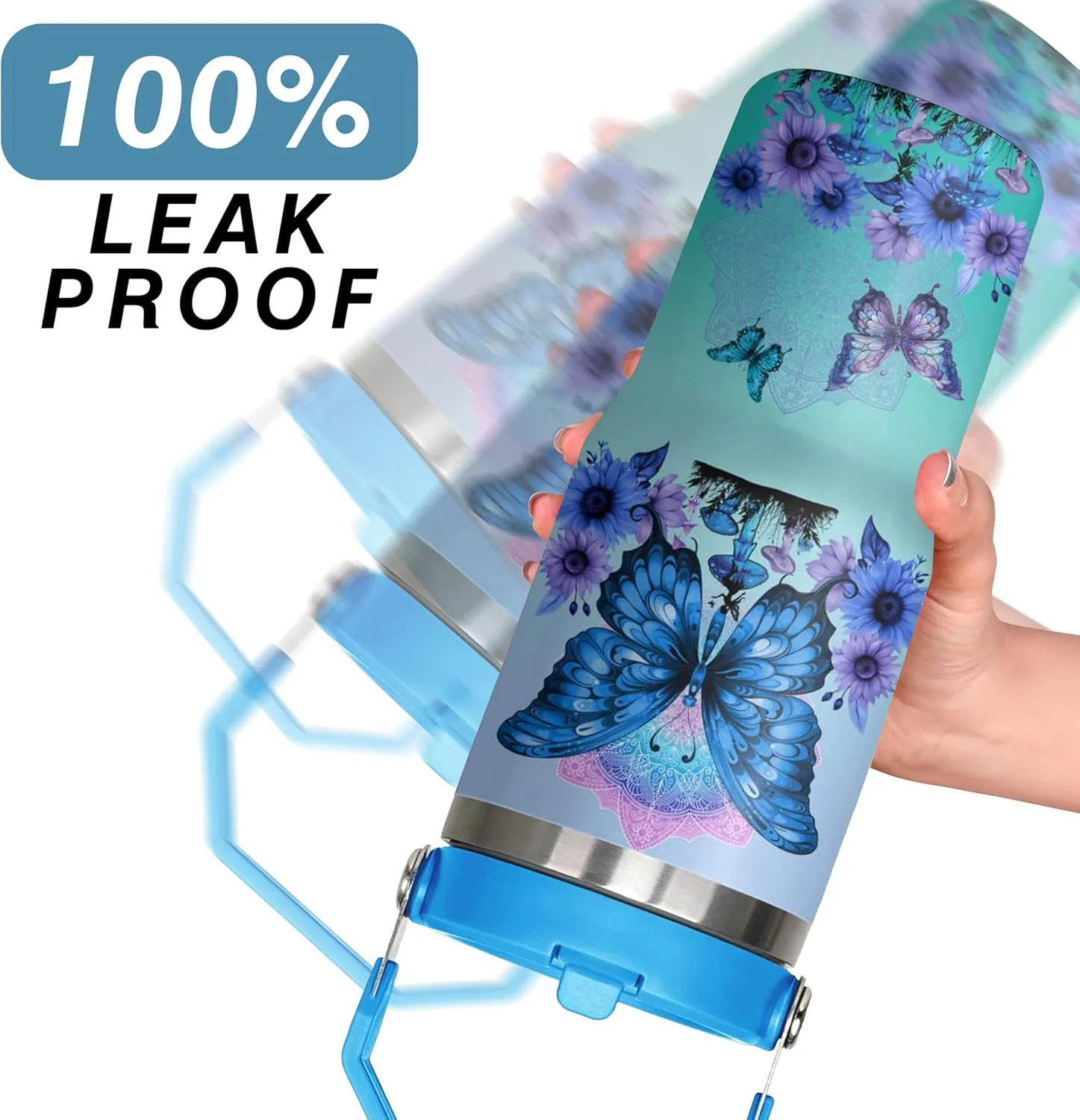 30oz Insulated Butterfly Tumbler with Handle, Featuring a Leak-proof 2-in-1 Lid and Straw, a Vacuum-insulated Travel Coffee Mug, Portable Stainless Steel Water Bottle, Suitable for Both Women and Men