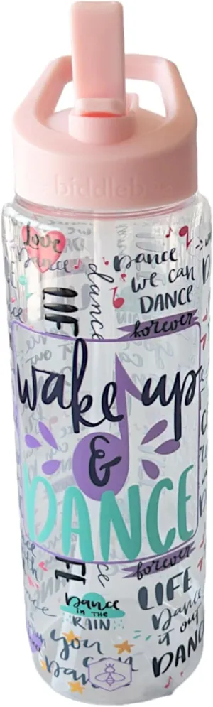 32oz Cheerleader, Dance and Gymnastics Water Bottle with Straw Lid, BPA-Free Reusable Bottle (Wake Up & Dance)