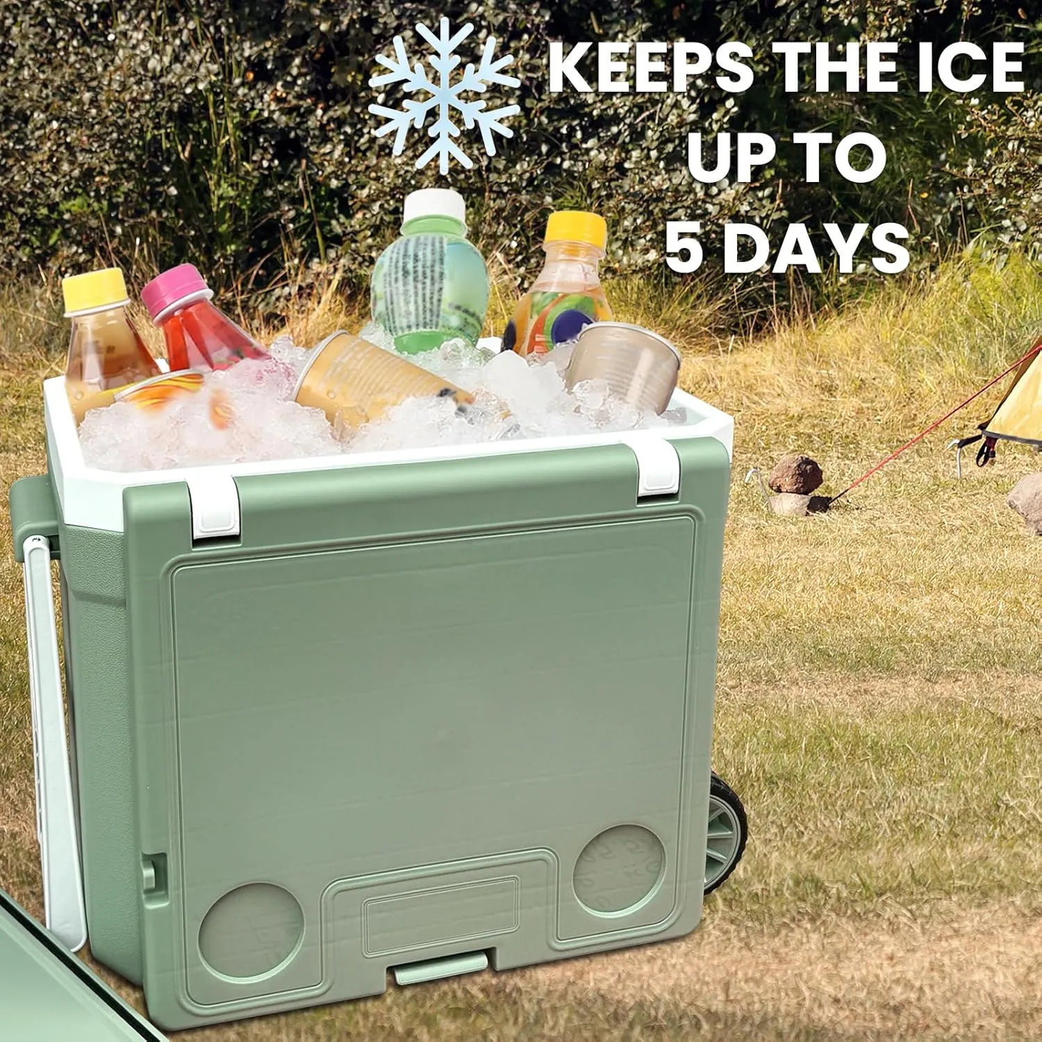 34-127 Quart Insulated Portable Cooler with Heavy Duty Wheels Keeps Ice for up to 5 Days, Great for Drink, Beach, Camping, Tailgating, Sports, & More