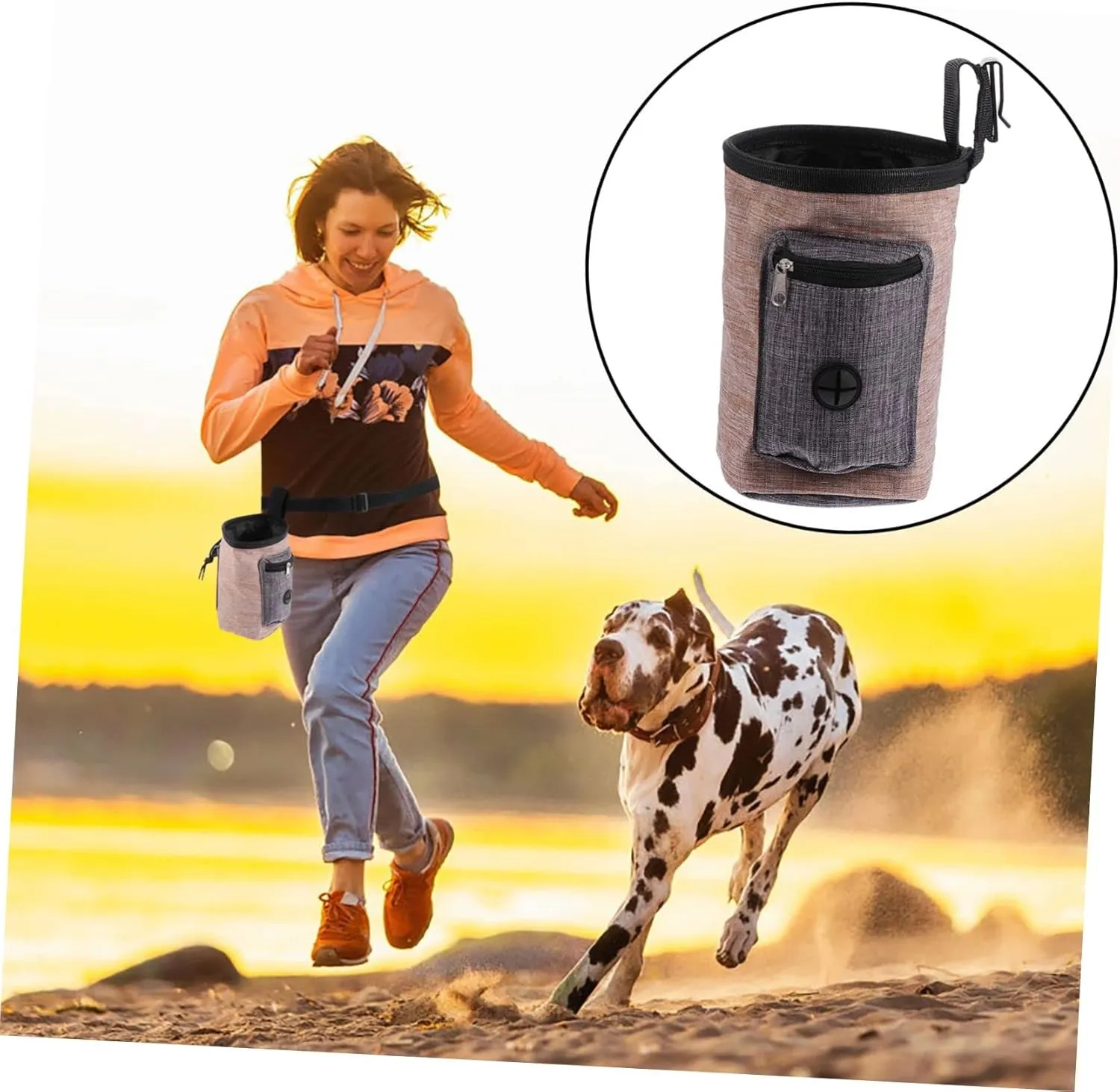 3pcs Dog Training Pouch for Treats Small Dog Bag Pet Outdoor Reward Bag Durable Flax Material