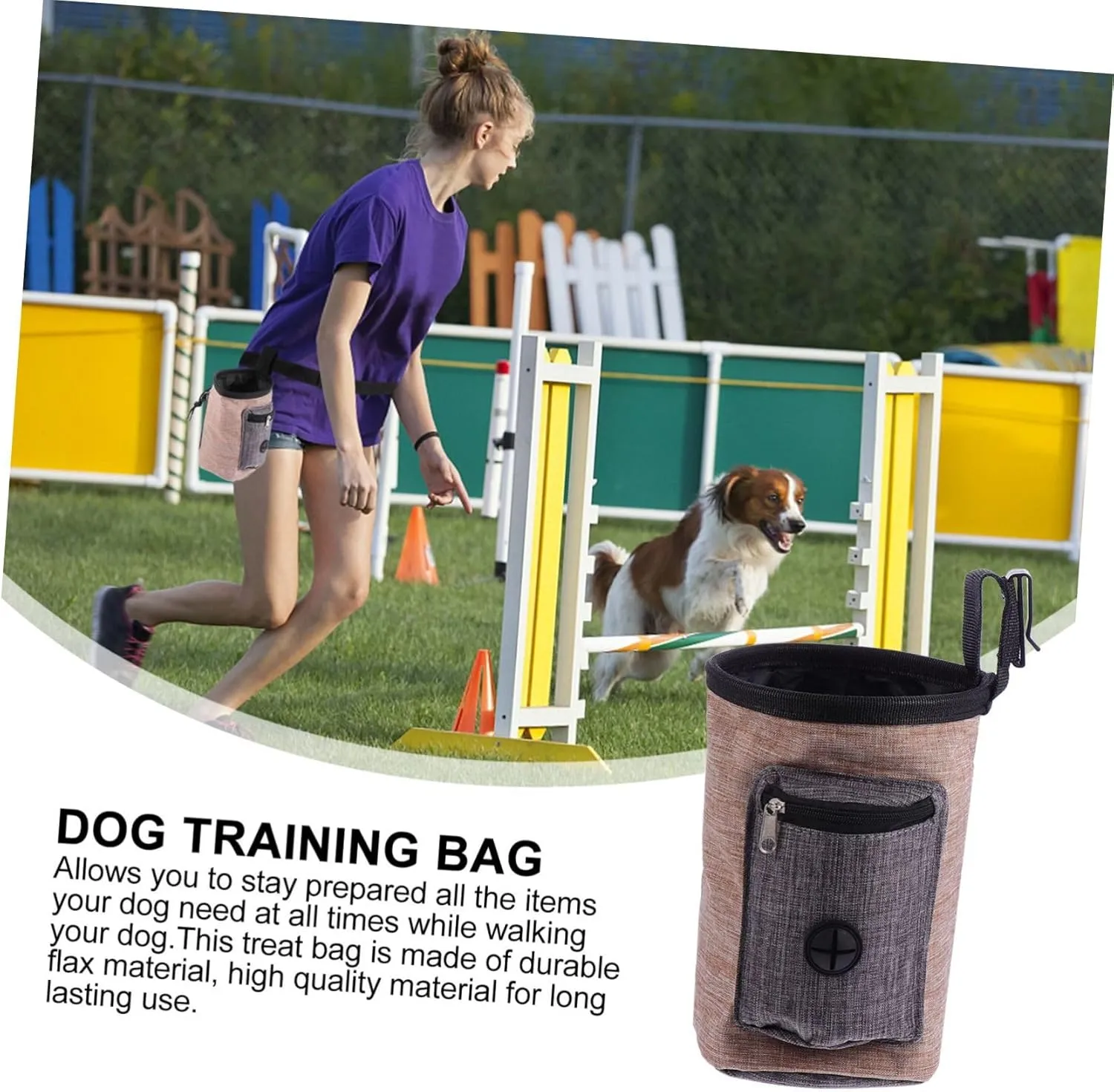 3pcs Dog Training Pouch for Treats Small Dog Bag Pet Outdoor Reward Bag Durable Flax Material