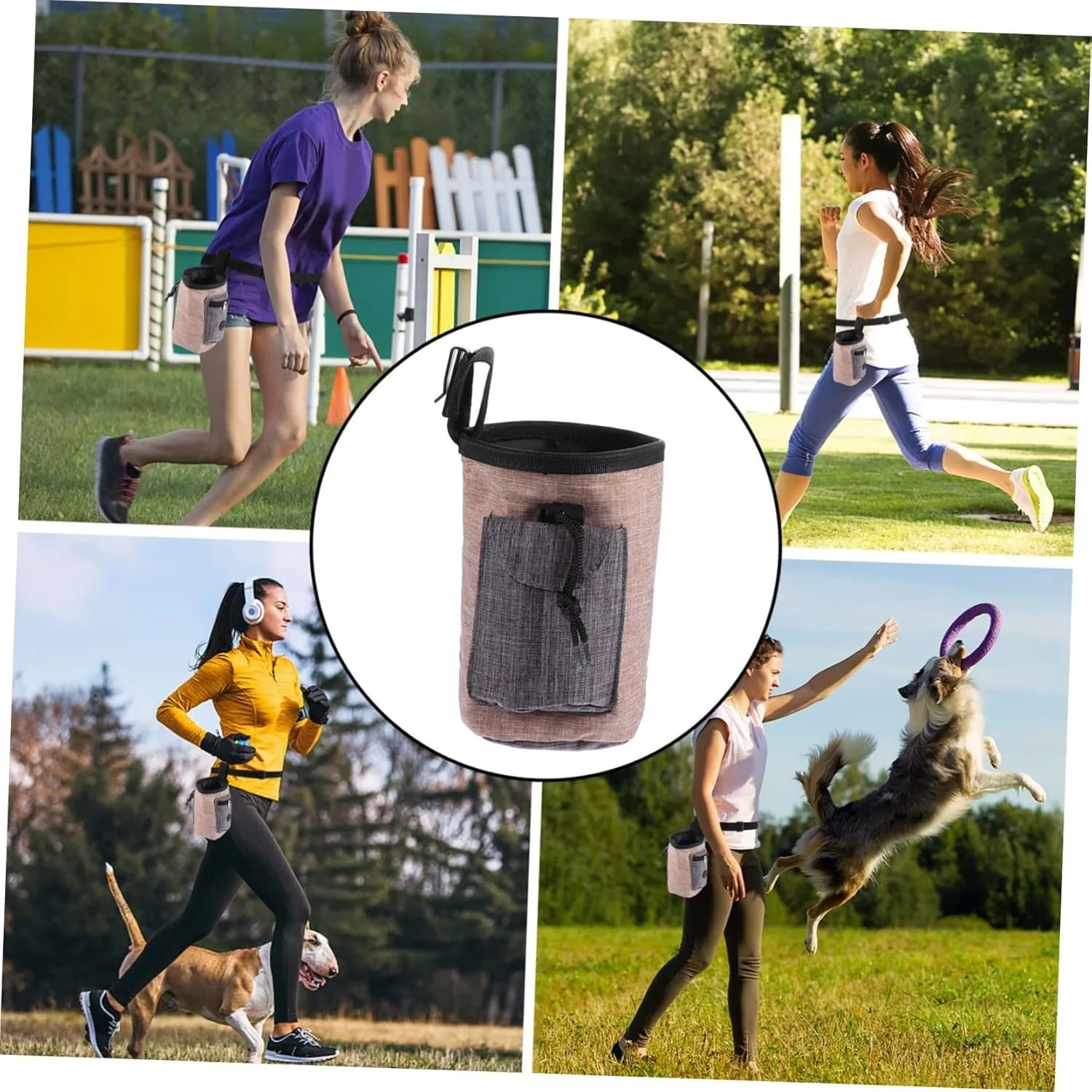 3pcs Dog Training Pouch for Treats Small Dog Bag Pet Outdoor Reward Bag Durable Flax Material