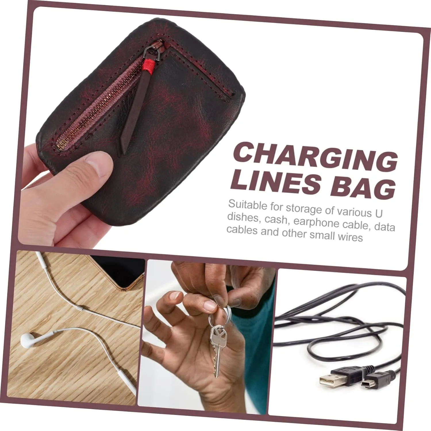 3pcs Pattern Storage Bag for Earphones Organizing Bag Zipper u Disk Pouch for Cables