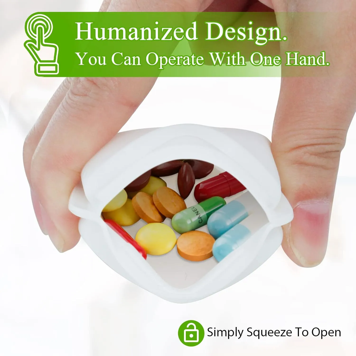 4 Pieces Pill Organizer Reusable Pocket Pill Case Portable Open Pill Pouch Silicone Small Pill Box Pill Container Pill Holder Pill Bags Organizing Medication, Vitamins, and Tablets for Travel (White)