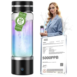 4.0 Upgrade Hydrogen Water Bottle & Double Hydrogen Content 【NO.1-100% Odorless】【SGS Certification - 5000PPB】 Hydrogen Water Bottle - 2025 SPE PEM Technique, Applicable to Various Water