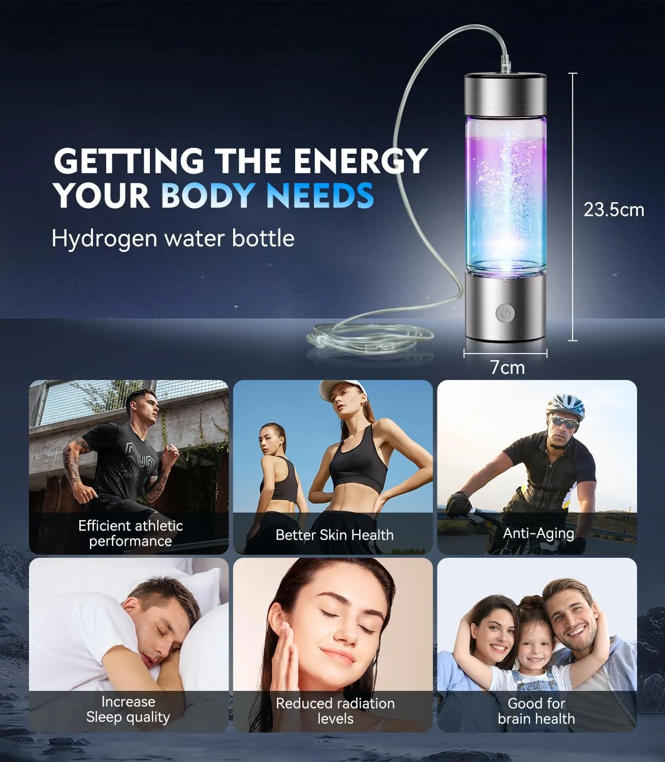 4.0 Upgrade Hydrogen Water Bottle & Hydrogen Absorption 【NO.1-100% Odorless】【SGS Certification - 5000PPB】 Hydrogen Water Bottle - 2025 SPE PEM Technique, Double Hydrogen Content