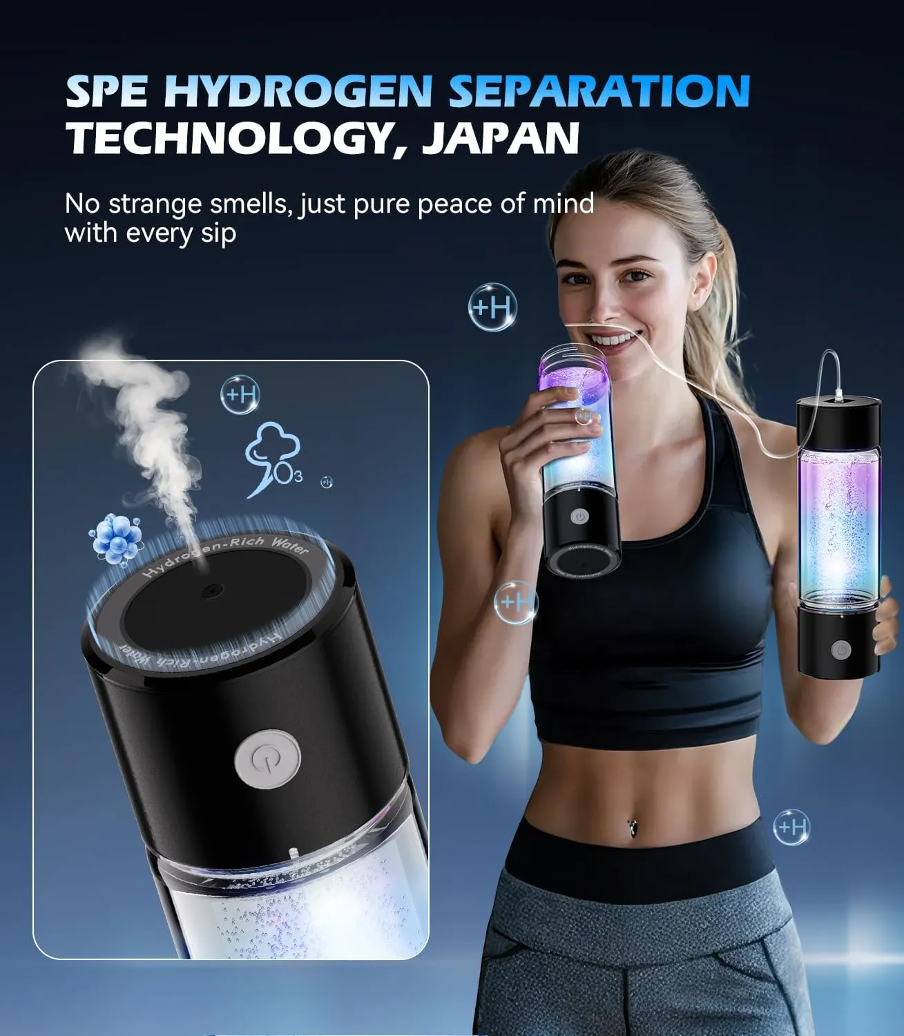 4.0 Upgrade Hydrogen Water Bottle & Hydrogen Absorption 【NO.1-100% Odorless】【SGS Certification - 5000PPB】 Hydrogen Water Bottle - 2025 SPE PEM Technique, Double Hydrogen Content