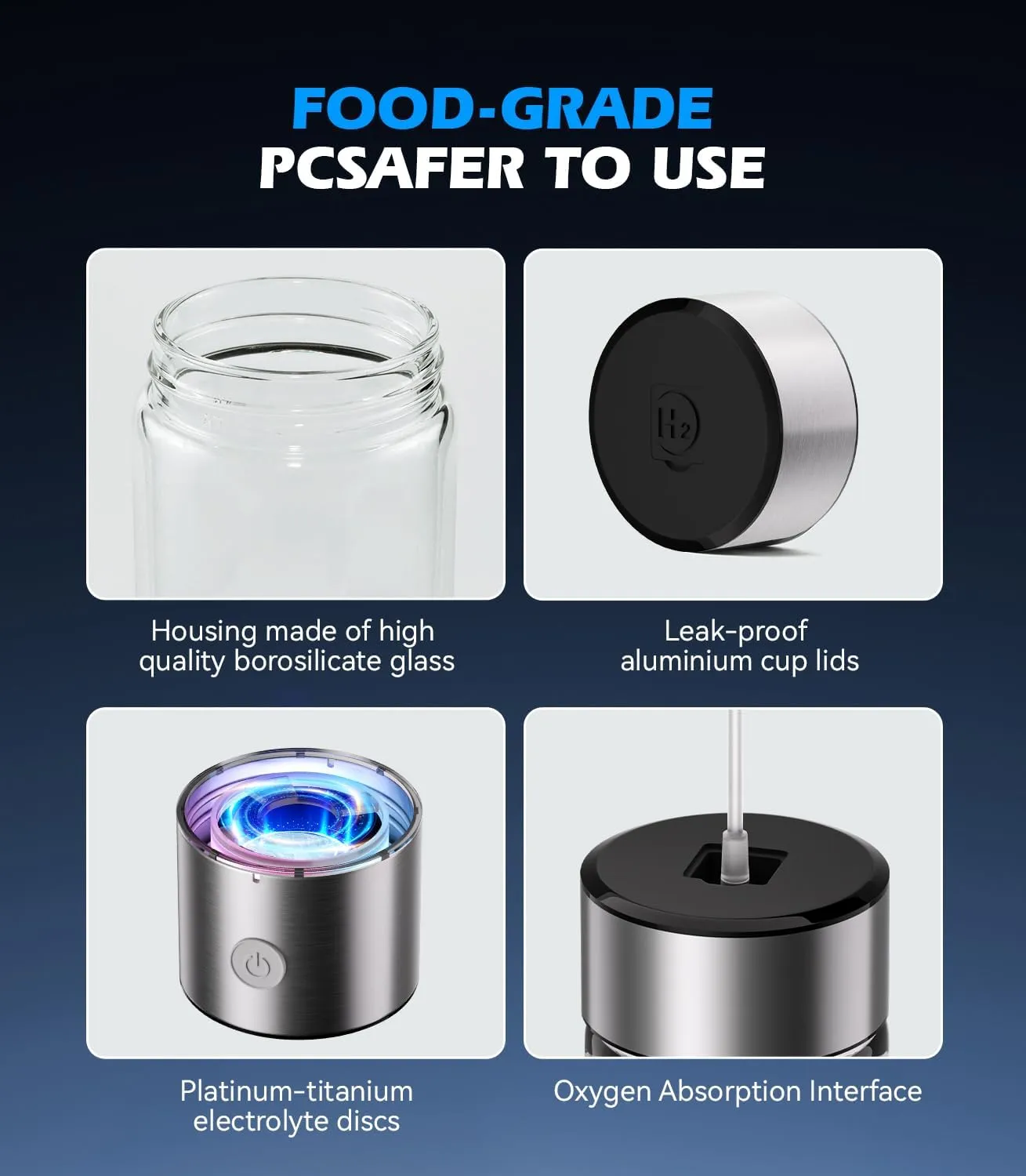4.0 Upgrade Hydrogen Water Bottle & Hydrogen Absorption 【NO.1-100% Odorless】【SGS Certification - 5000PPB】 Hydrogen Water Bottle - 2025 SPE PEM Technique, Double Hydrogen Content