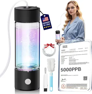 4.0 Upgrade Hydrogen Water Bottle & Hydrogen Absorption 【NO.1-100% Odorless】【SGS Certification - 5000PPB】 Hydrogen Water Bottle - 2025 SPE PEM Technique, Double Hydrogen Content