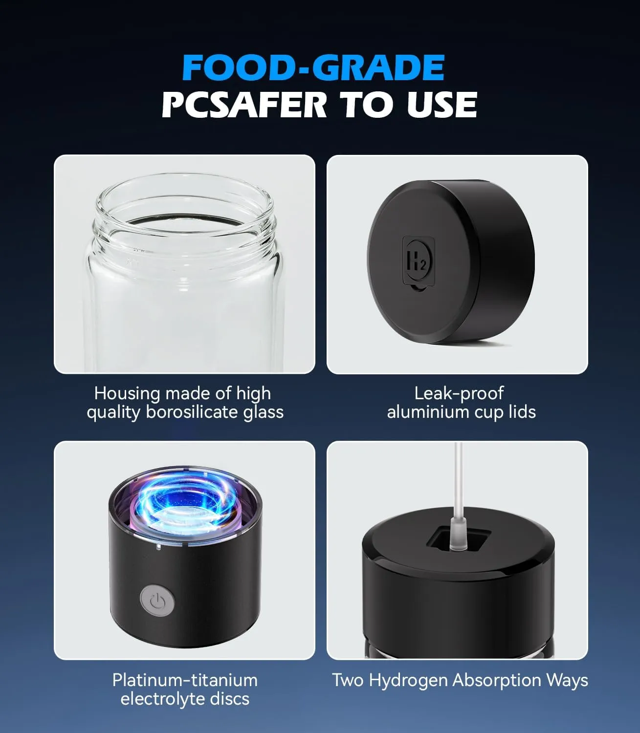 4.0 Upgrade Hydrogen Water Bottle & Hydrogen Absorption 【NO.1-100% Odorless】【SGS Certification - 5000PPB】 Hydrogen Water Bottle - 2025 SPE PEM Technique, Double Hydrogen Content