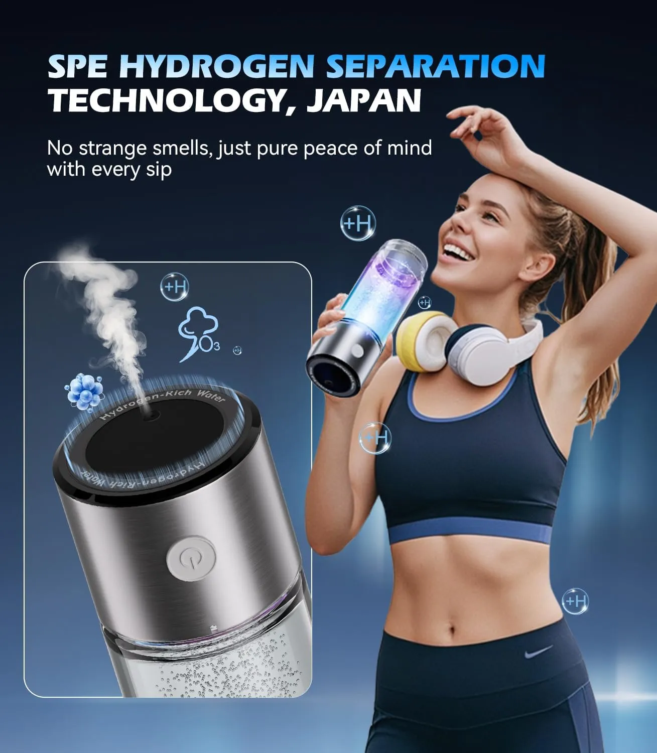 4.0 Upgrade Hydrogen Water Bottle & Hydrogen Absorption 【NO.1-100% Odorless】【SGS Certification - 5000PPB】 Hydrogen Water Bottle - 2025 SPE PEM Technique, Double Hydrogen Content