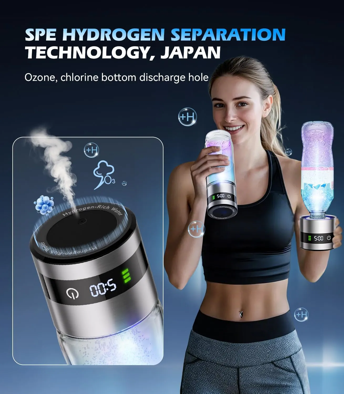 4.0 Upgrade Hydrogen Water Bottle & Hydrogen Absorption 【NO.1-100% Odorless】【SGS Certification - 6000PPB】 Hydrogen Water Bottle - 2025 SPE PEM Technique, Applicable to Various Water