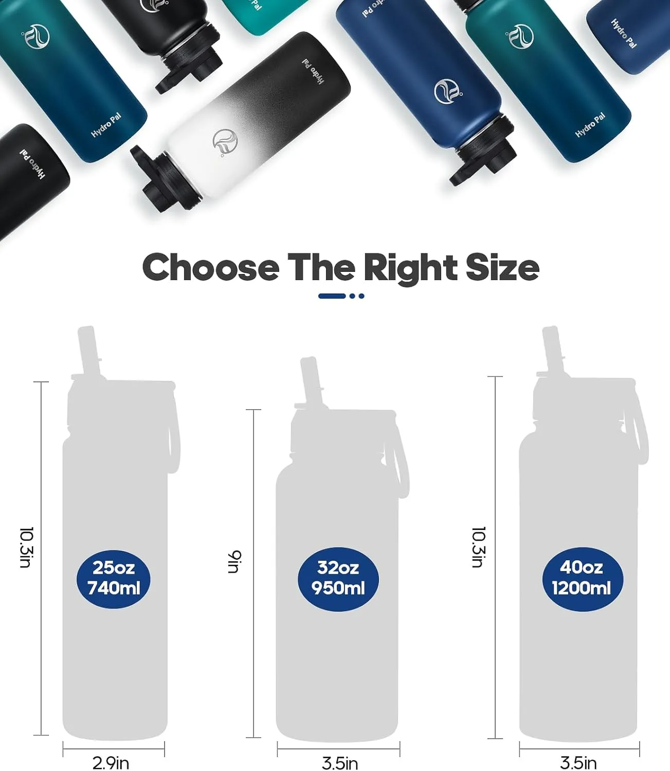 40oz Insulated Water Bottles with 2 Leak Proof Lids(Spout Lid and Straw Lid), Wide Mouth Sport Water Bottle with Straw, Stainless Steel Powder-Coated Water Flask, Double Walled Vacuum Thermos