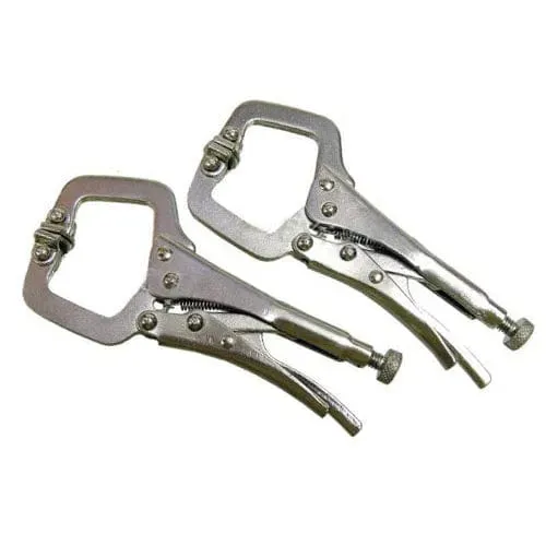 4Pc Mini Adjustable Locking Mole Vice Grip Pliers & 6" Welding Hobby C-Clamp Set