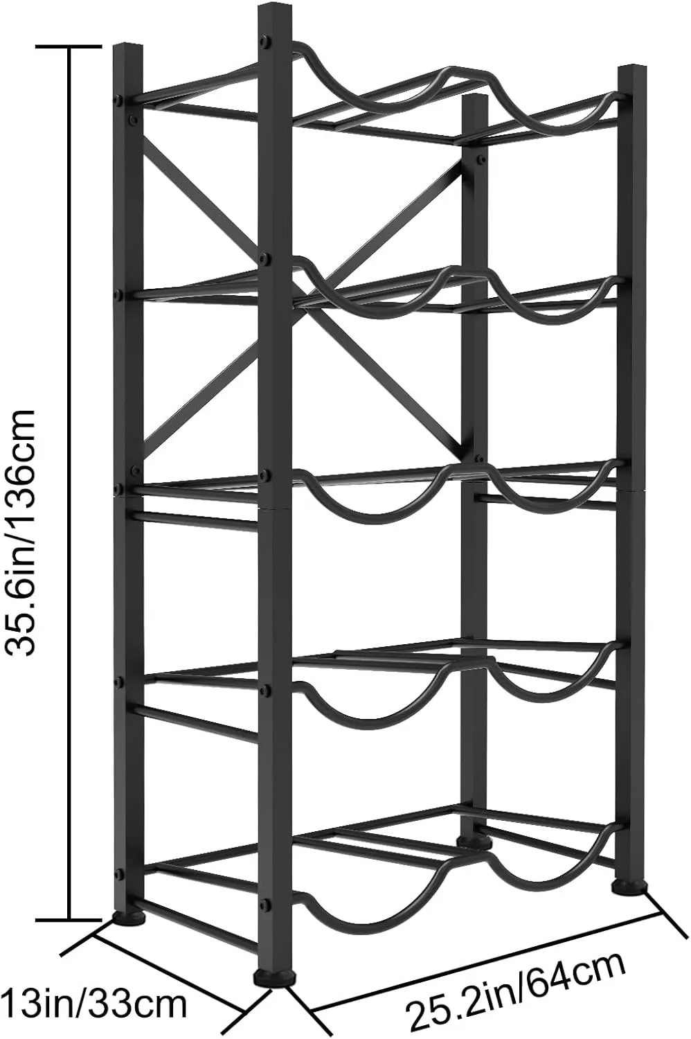 5 Gallon Water Bottle Holder for 10 Bottles, 5 Tiers Double Row Water Jug Holder, Detachable Heavy Duty Water Jug Stand, Water Jug Rack for Office, Kitchen, Garages, Restaurant, and Gym