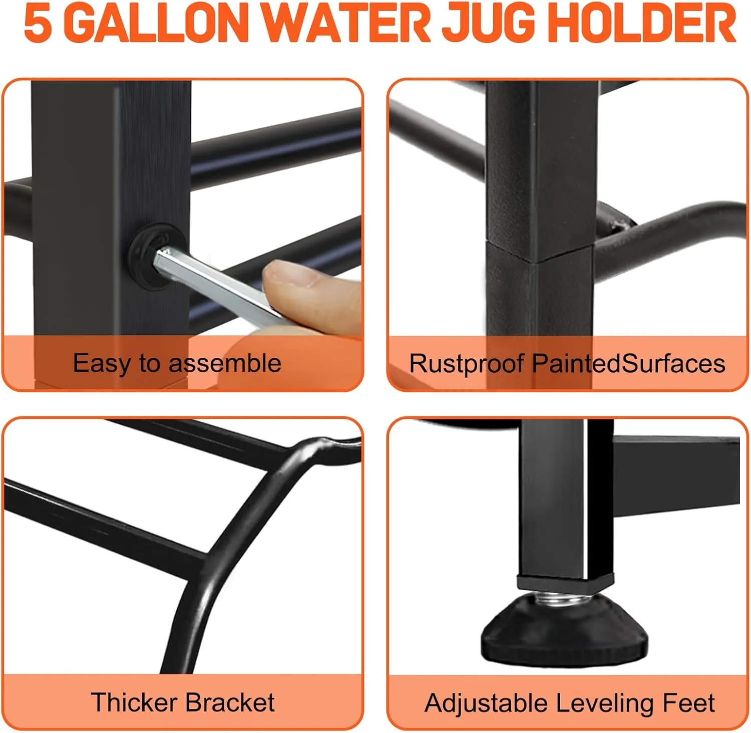 5 Gallon Water Bottle Holder for 10 Bottles, 5 Tiers Double Row Water Jug Holder, Detachable Heavy Duty Water Jug Stand, Water Jug Rack for Office, Kitchen, Garages, Restaurant, and Gym