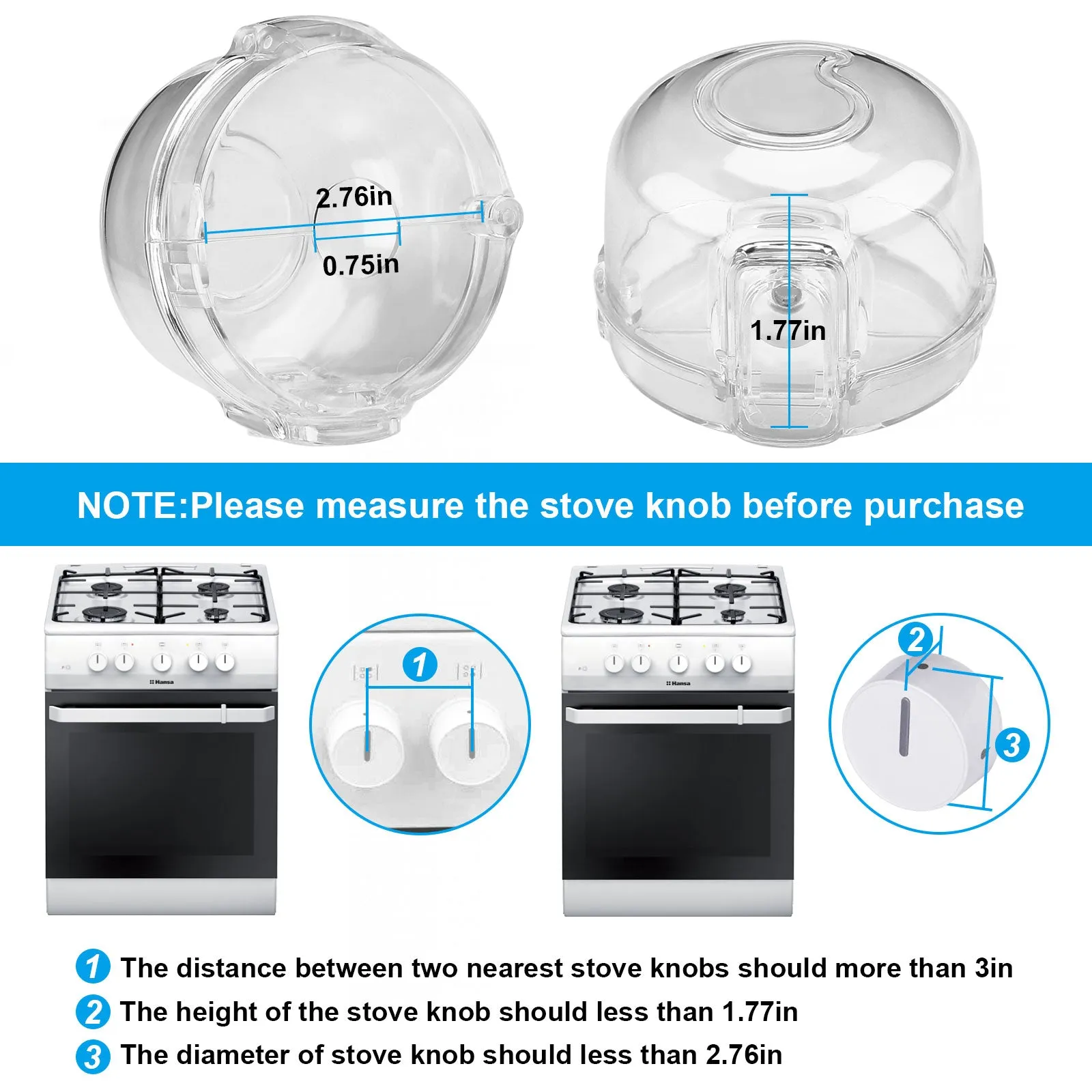 5-Pack: Kitchen Gas Electric Stove Knob Safety Covers