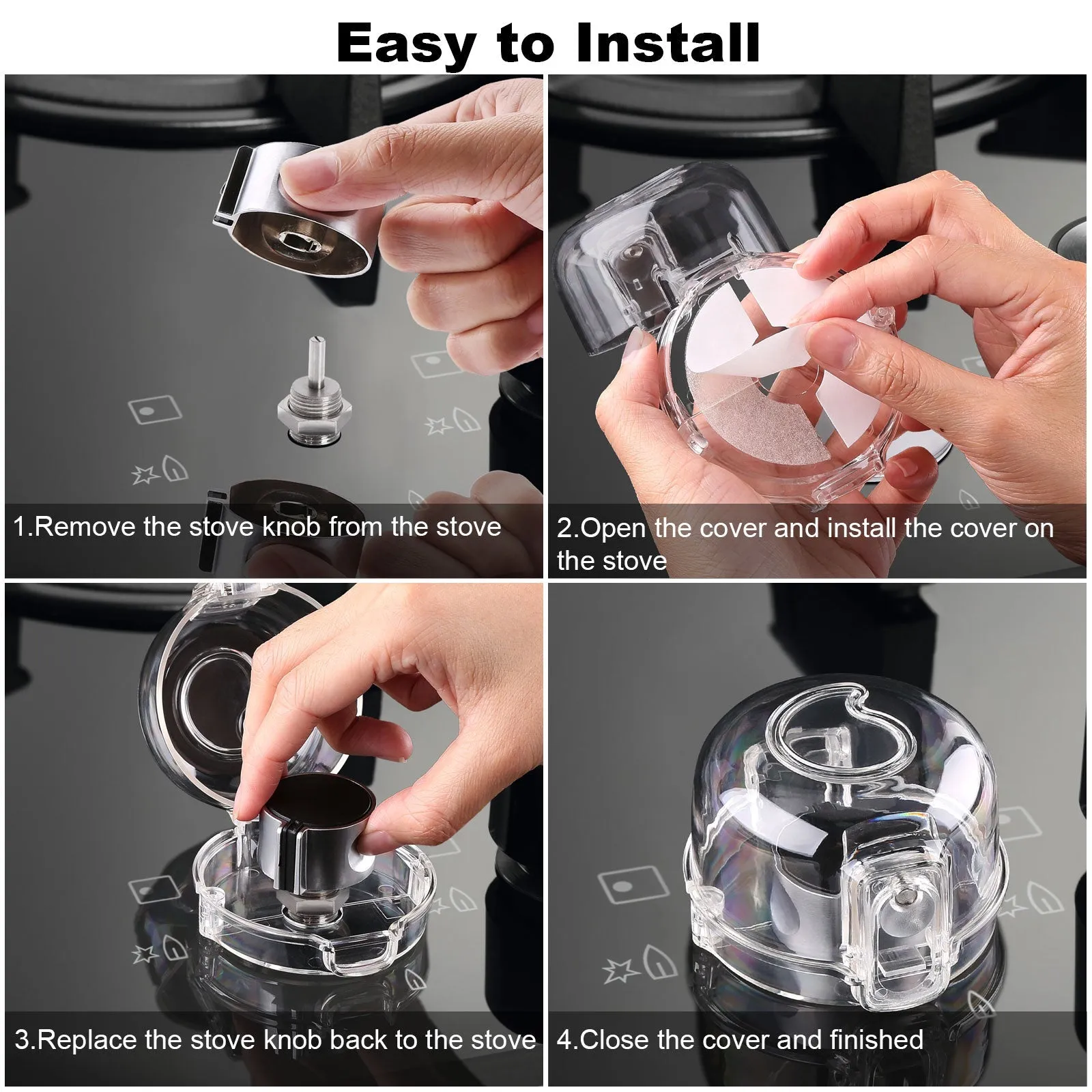 5-Pack: Kitchen Gas Electric Stove Knob Safety Covers
