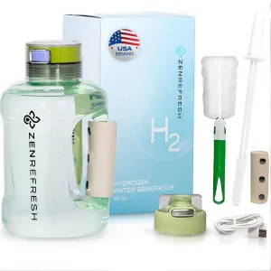 50 Oz Hydrogen Water Bottle, 2024 New SPE/PEM Technology, Large Gym Hydrogen Bottles, Travel Hydrogen Water Bottle Generator With Straw & Additional Cap, USA Brand, Up to 1800 ppb - Green