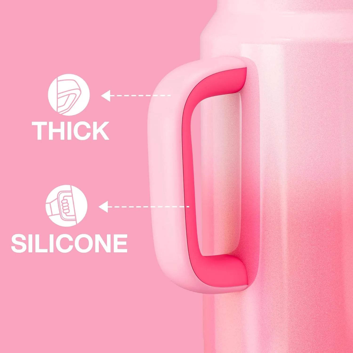 50 oz Tumbler with Handle and Straw, 100% Leak-Proof Insulated Cup Large Water Bottle with 2-in-1 Lid, Reusable Stainless Steel Travel Mug Water Jug, Non-slip Base, BPA-Free （Flamingo）