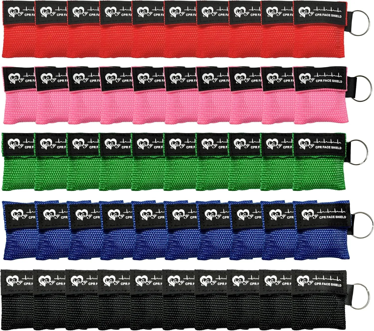 50 Packs CPR Pocket Mask Keychain, CPR Face Shield with One Way Valve Breathing Barrier for First Aid or ADE Training