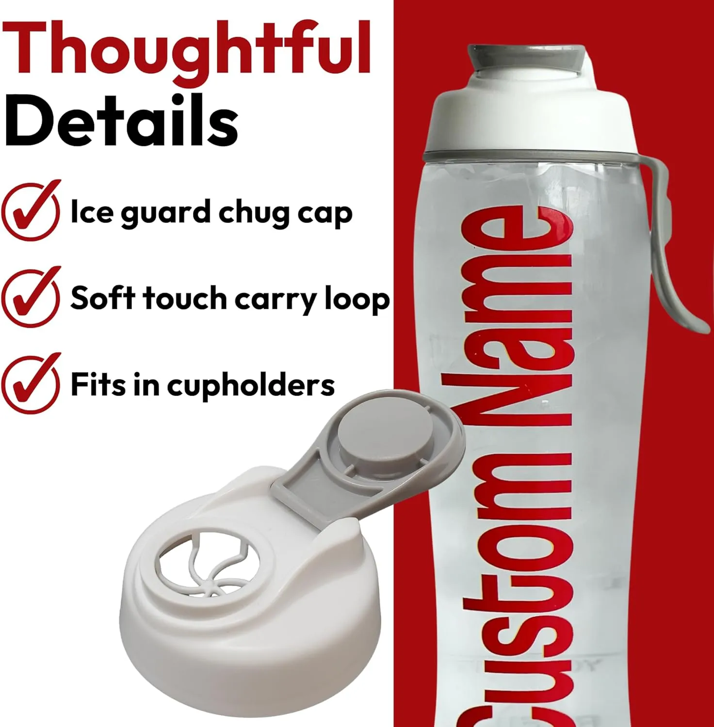50 Strong Custom Water Bottle with Time Markers – Personalized 30 oz BPA-Free Leakproof Bottle with Chug Cap & Easy-Carry Handle – Made in USA