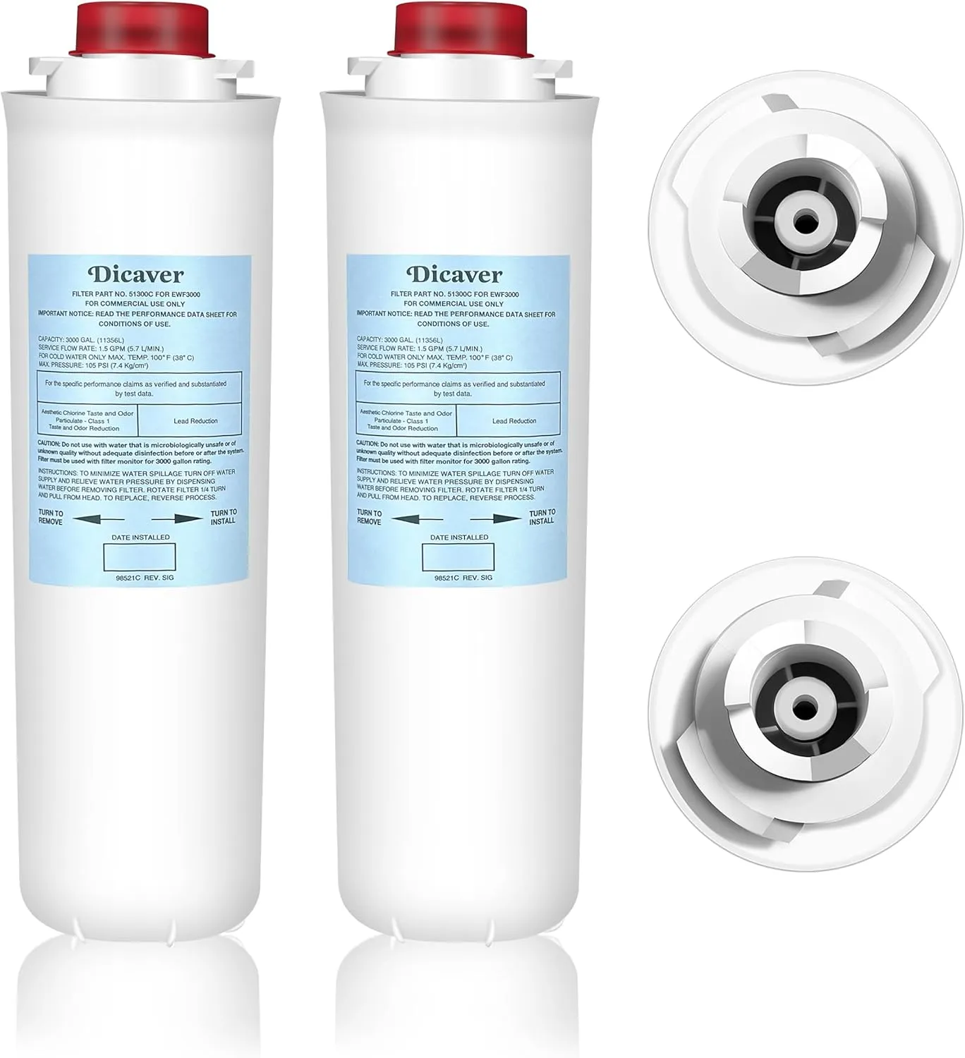 51300C Filters, Replacement for Elkay 51300C EWF3000 Filter By NSF/ANSI 42 Certified,Compatible with Ezh2o Filter Replacement Bottle Stations, High Capacity 3000 Gallon (No Chip) 2 Packs