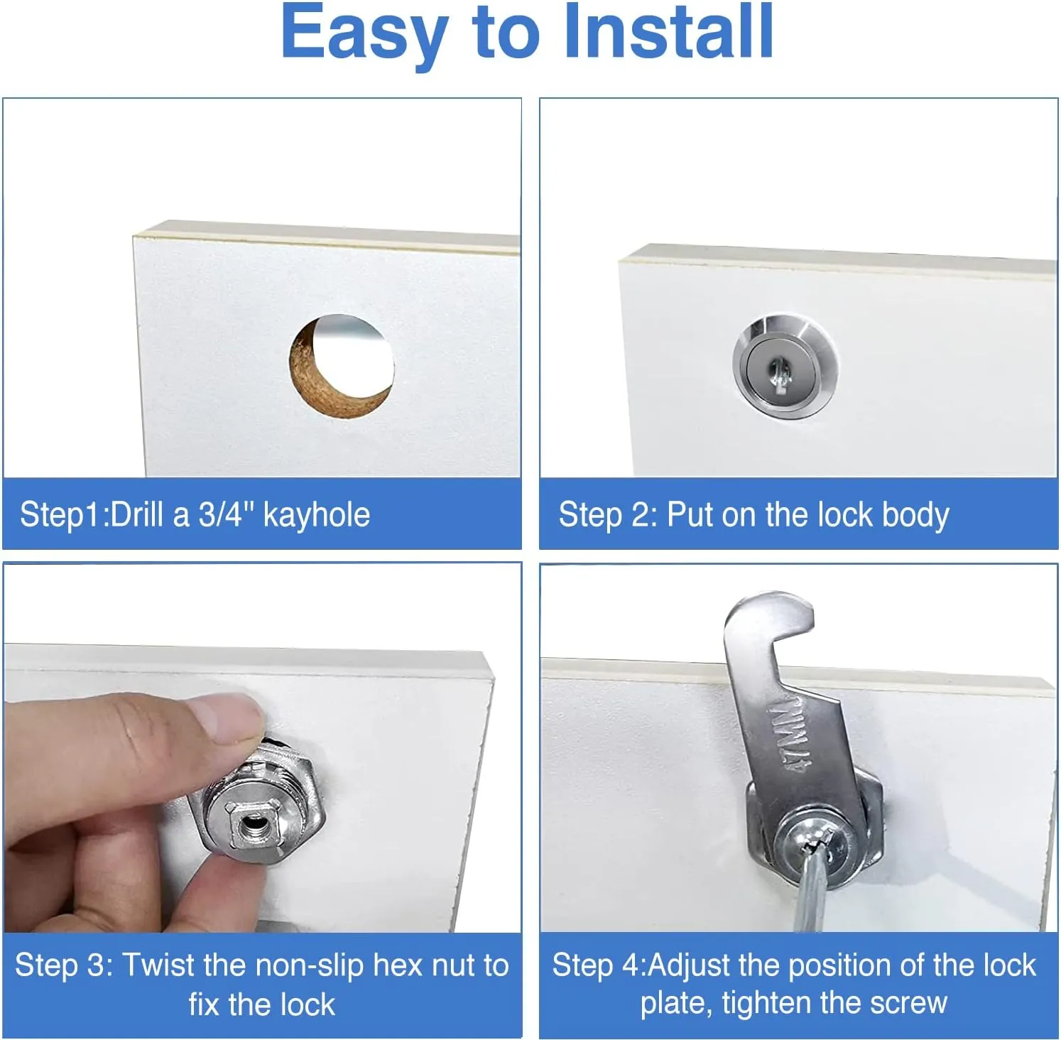 5/8" Zinc Alloy Cam Locks (8 Pack) with Keys - Keyed Alike Set for Mailbox, Toolbox and Pickup Trucks