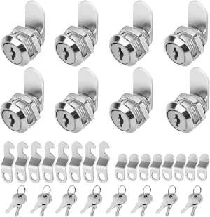 5/8" Zinc Alloy Cam Locks (8 Pack) with Keys - Keyed Alike Set for Mailbox, Toolbox and Pickup Trucks