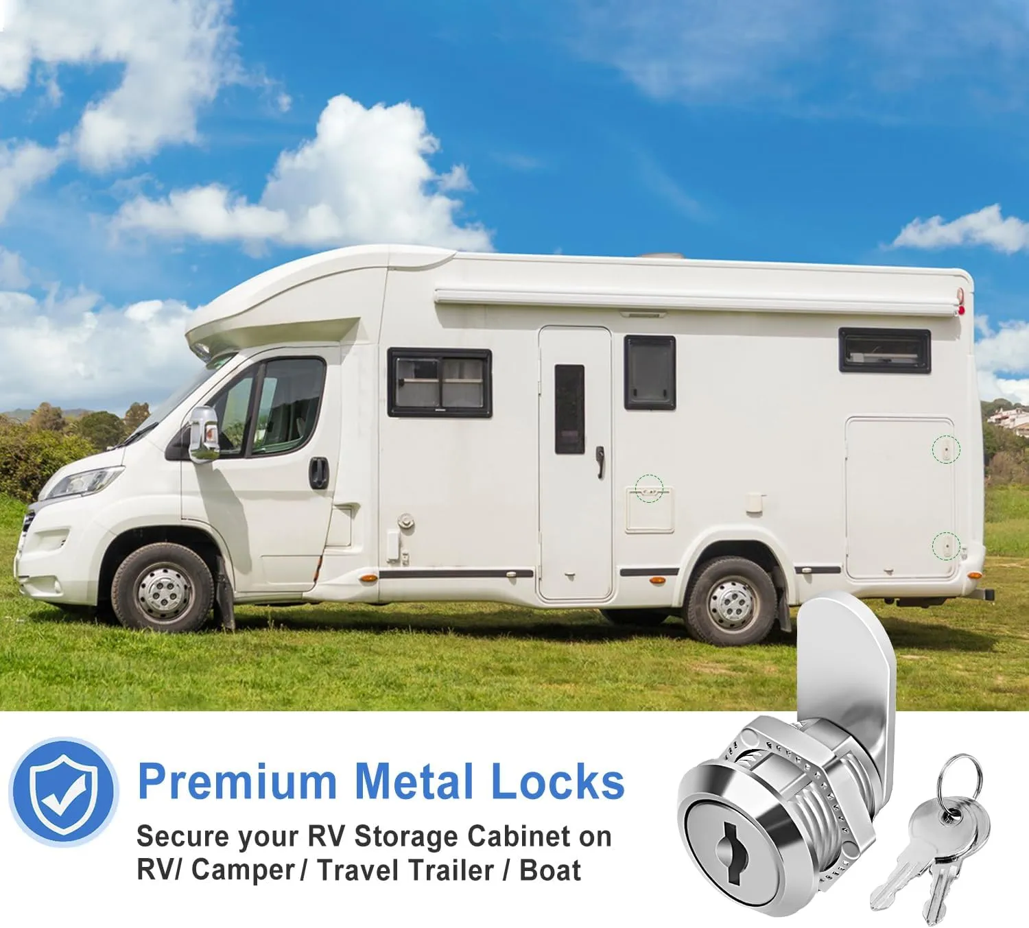 5/8" Zinc Alloy Cam Locks (8 Pack) with Keys - Keyed Alike Set for Mailbox, Toolbox and Pickup Trucks