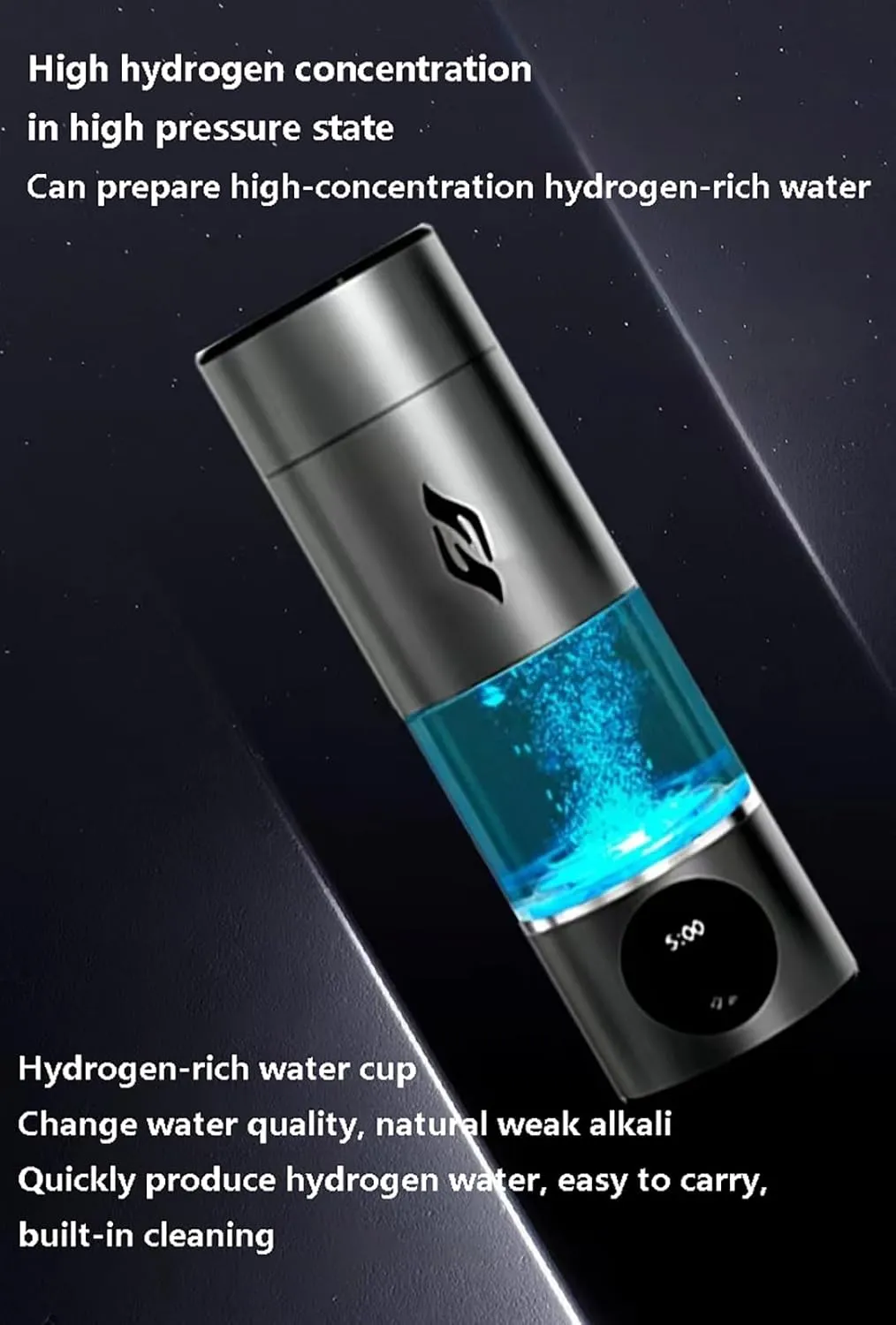 6000ppb Upgraded Hydrogen Water Bottle Generator，2024 Portable Rechargeable Hydrogen Water Ionizer Machine, Hydrogen Water Generator for Home Travel