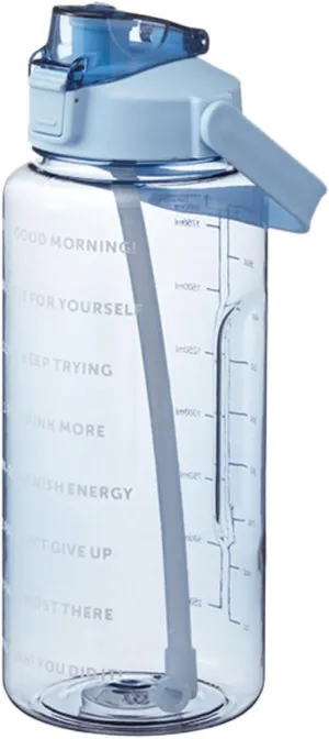 64 Ozwater Bottles with Motivational Time Markers and Handle,BPA Free Leak Proof Plastic Water Bottle with Straw,Large Water Jug,Big Water Bottle for Outdoor Gym Workout Sports Fitness