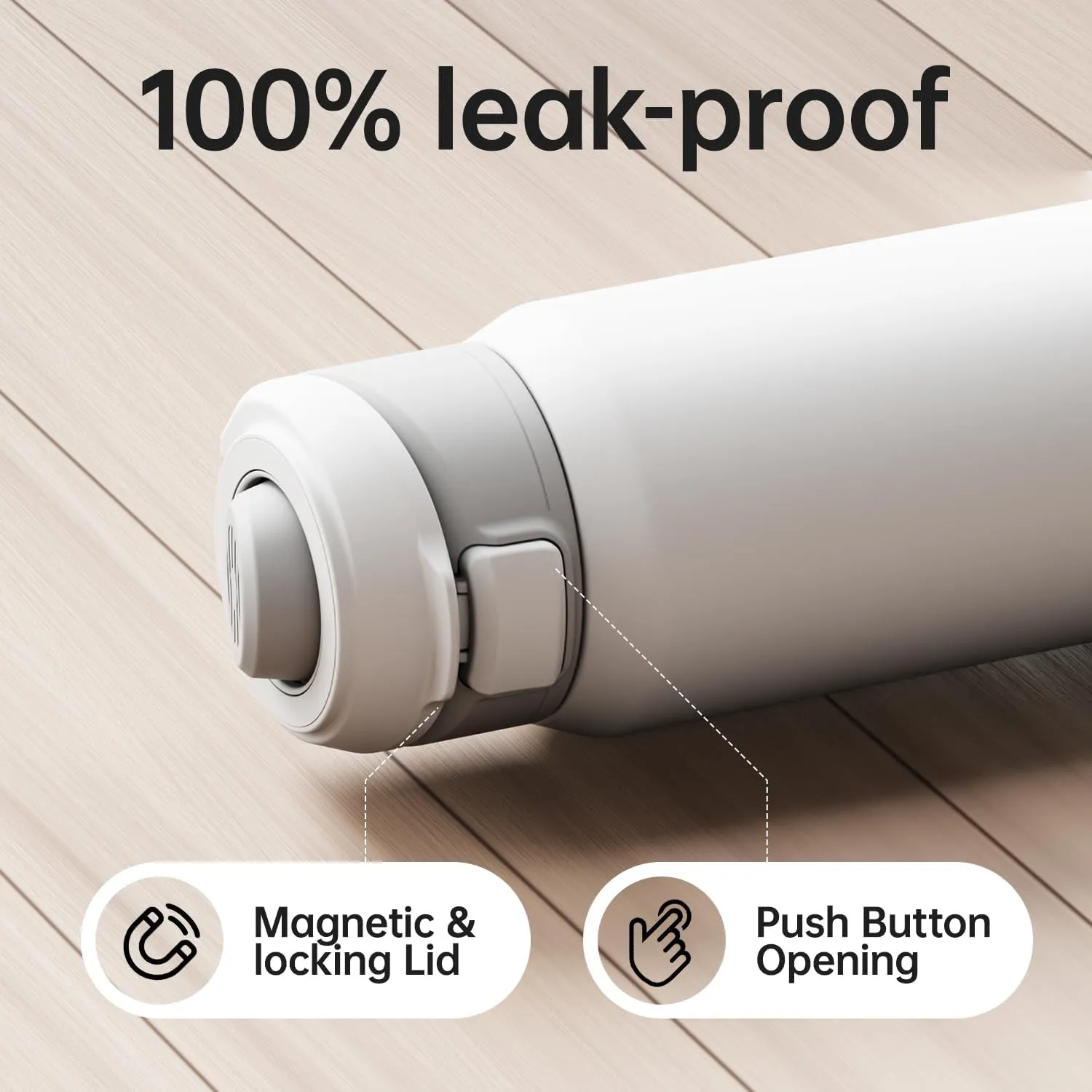 64oz Insulated Magnetic Water Bottle - Stainless Steel Vacuum Flask with MagSafe Compatible Phone Holder Keeps Drinks Cold for 24 Hours Water Jug for Gym and Outdoor Activities（Silver)