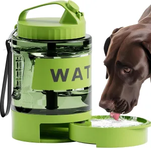 77oz Dog Water Dispenser, Camping Essentials, Large Travel Bottle With Pull-Out Drinking Bowl, Portable Beach Accessories, Car Water Container for Dogs, BPA Free