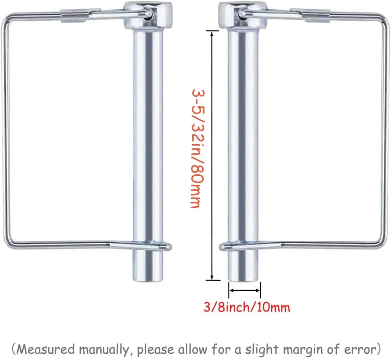 8 Pack Trailer Coupler Pin 3/8x3-5/32in Length Towing Hitch Pin Heavy Duty Wire Lock Pin Secure PTO Shaft Locking Pin for Trailers, RVs, Boats, Farm Equipment (3/8x3-5/32in)