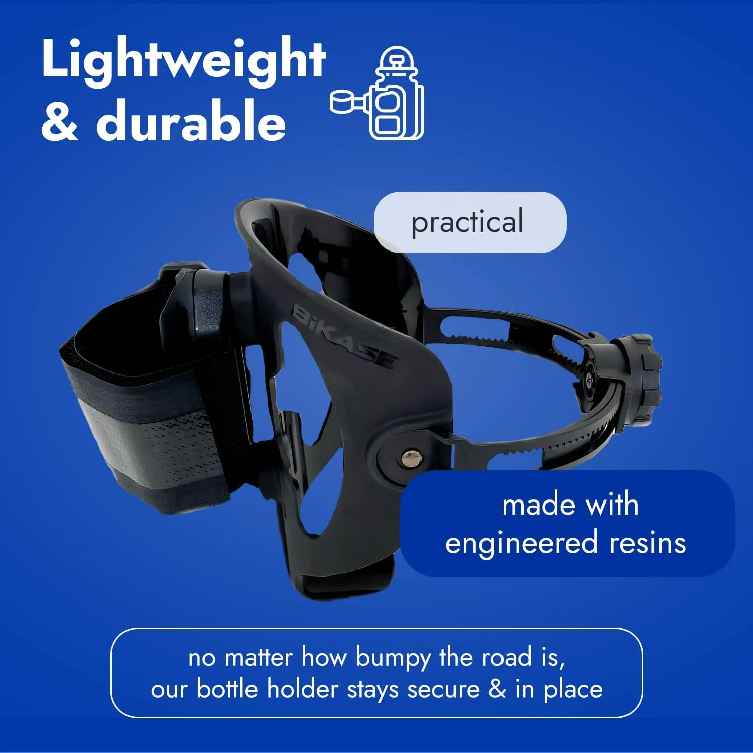 ABC by BiKASE - Any Bottle Cage, Bike Water Bottle Holder - Fits Any Bottle, Container, Speaker, Bicycle Bottle Holder for Frame or Handlebar