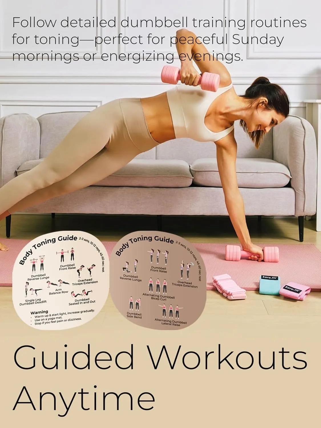 Adjustable Dumbbell Set｜2LB 3LB 4LB 5LB Light Hand Weights for Women｜One-Twist Weight Adjustment｜Non-Slip Curved Grip Handle｜Free Weights for Home Gym, Rehab, Pilates, Yoga, Strength Training