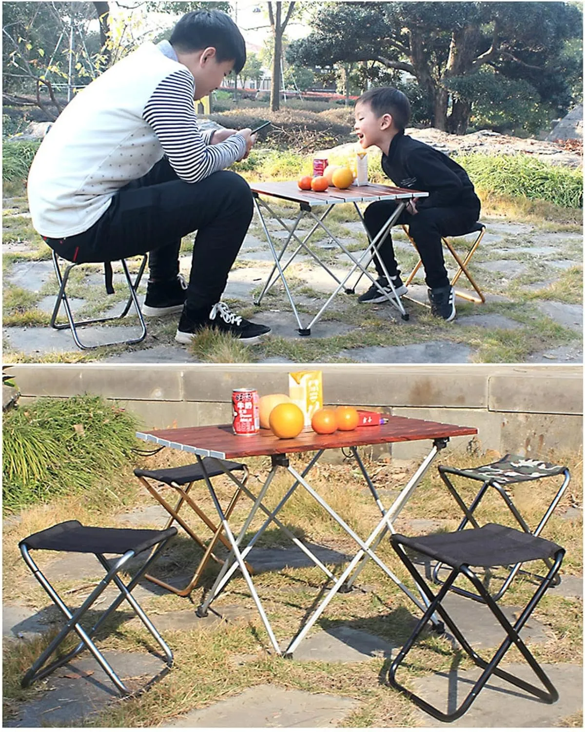 Adult Camping Stool - 16 Inch Height Large Size Folding Stool with Carry Bag, Aluminum Alloy Bracket, 1.5lbs Lightweight, Load Capacity 200kg, for Camping, Fishing, Picnic (Color : Red)