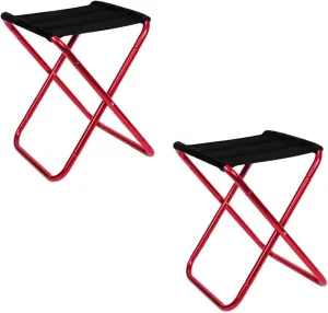 Adult Camping Stool - 16 Inch Height Large Size Folding Stool with Carry Bag, Aluminum Alloy Bracket, 1.5lbs Lightweight, Load Capacity 200kg, for Camping, Fishing, Picnic (Color : Red)