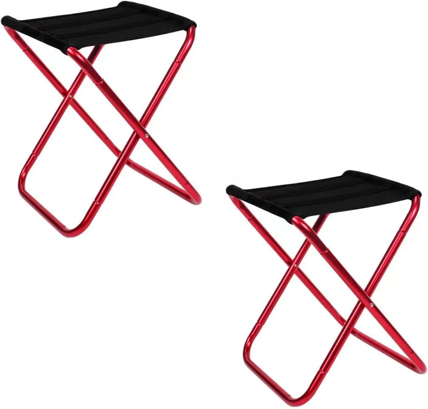 Adult Camping Stool - 16 Inch Height Large Size Folding Stool with Carry Bag, Aluminum Alloy Bracket, 1.5lbs Lightweight, Load Capacity 200kg, for Camping, Fishing, Picnic (Color : Red)