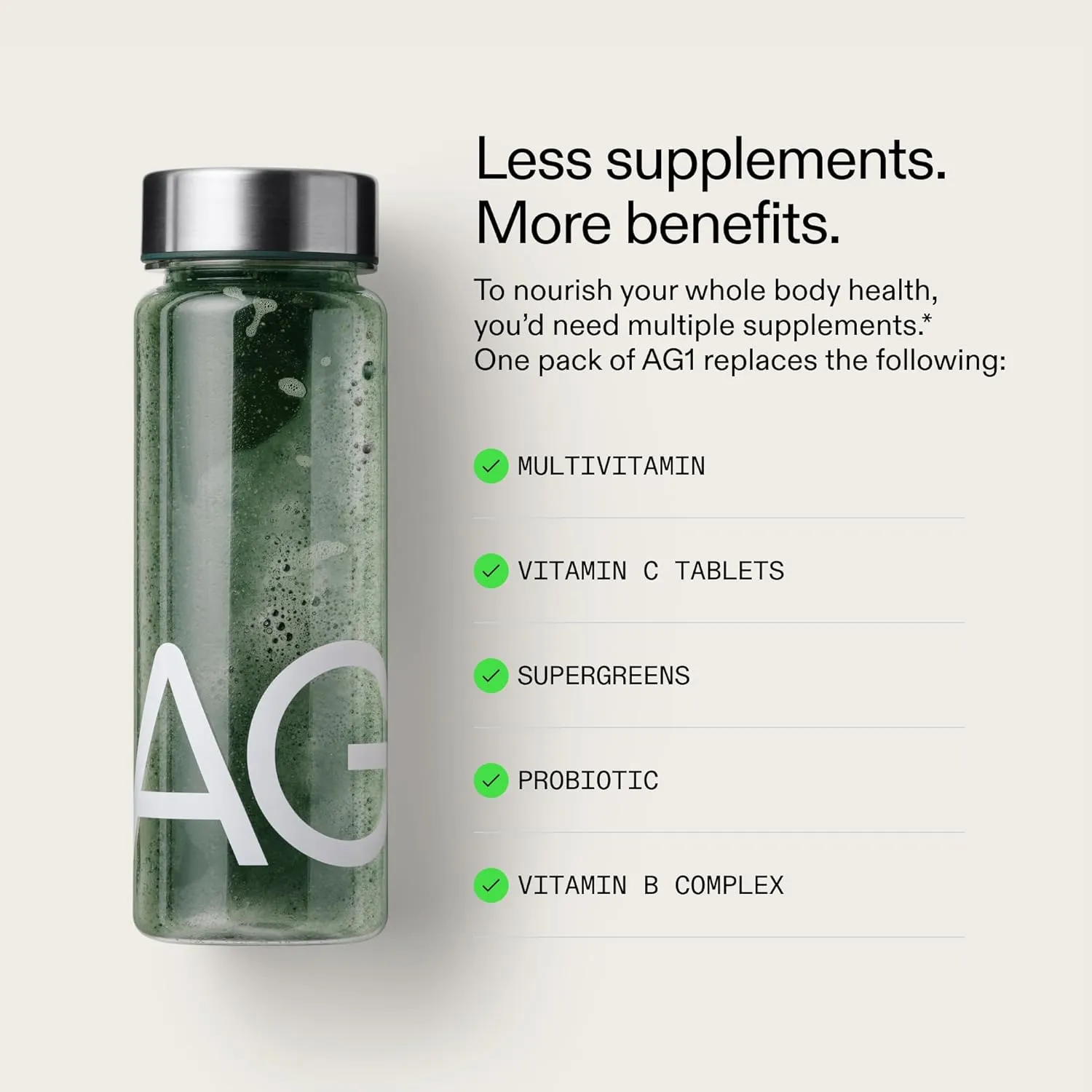 AG1 Greens Powder Refill Pouch – 75 Vitamins, Multivitamin & Probiotic | Gut Health Support | Vegan, Keto, Gluten-Free | Athletic Greens Supplement (Pouch Only)