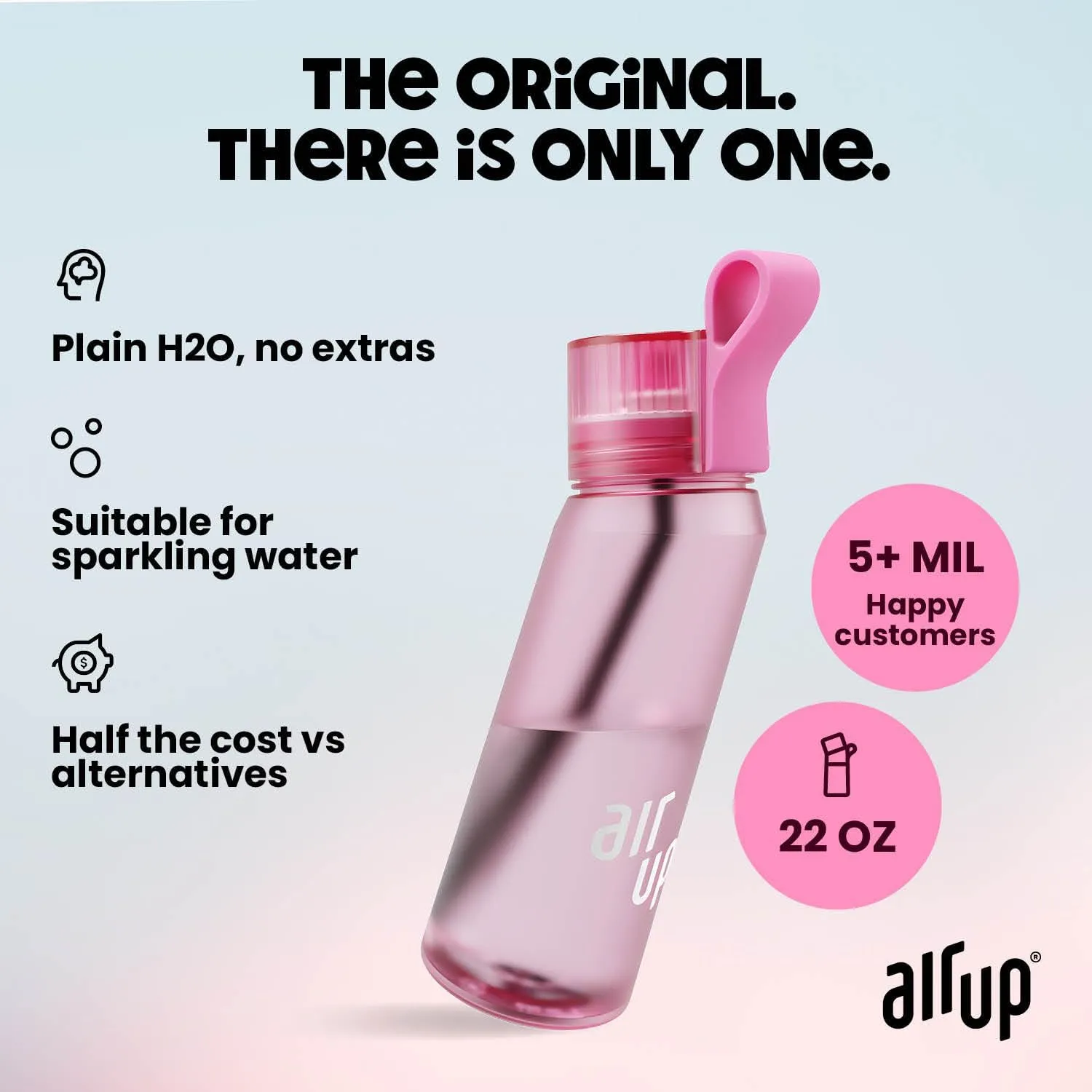 air up® water bottle (22 oz) for school, sports, gym | includes 5 scent pods & straw | flavored bottle in hot pink – also for kids, boys, girls | no calories, sugar-free and suitable for carbonation