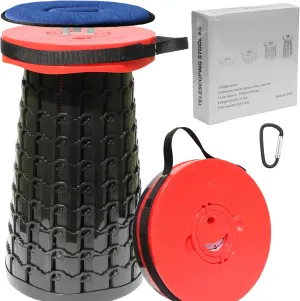 ALEVMOOM 2025 Upgraded XXL Collapsible Stool with Cushion 19.7",1000lbs Max Weight,Wider & Taller Pop Up Seat, Heavy Duty Portable Retractable Folding Stool for Camping & Outdoors (Red)