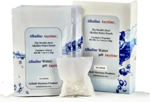 Alkaline Anytime Worlds Best Water Filter Pouch for Alkaline Water- Mobile Filtration System For Pitcher, Cup, Bottle, Jug, any Container -High pH 9.5  Ionized Electrolytes-Long-Life 60 Gallons-
