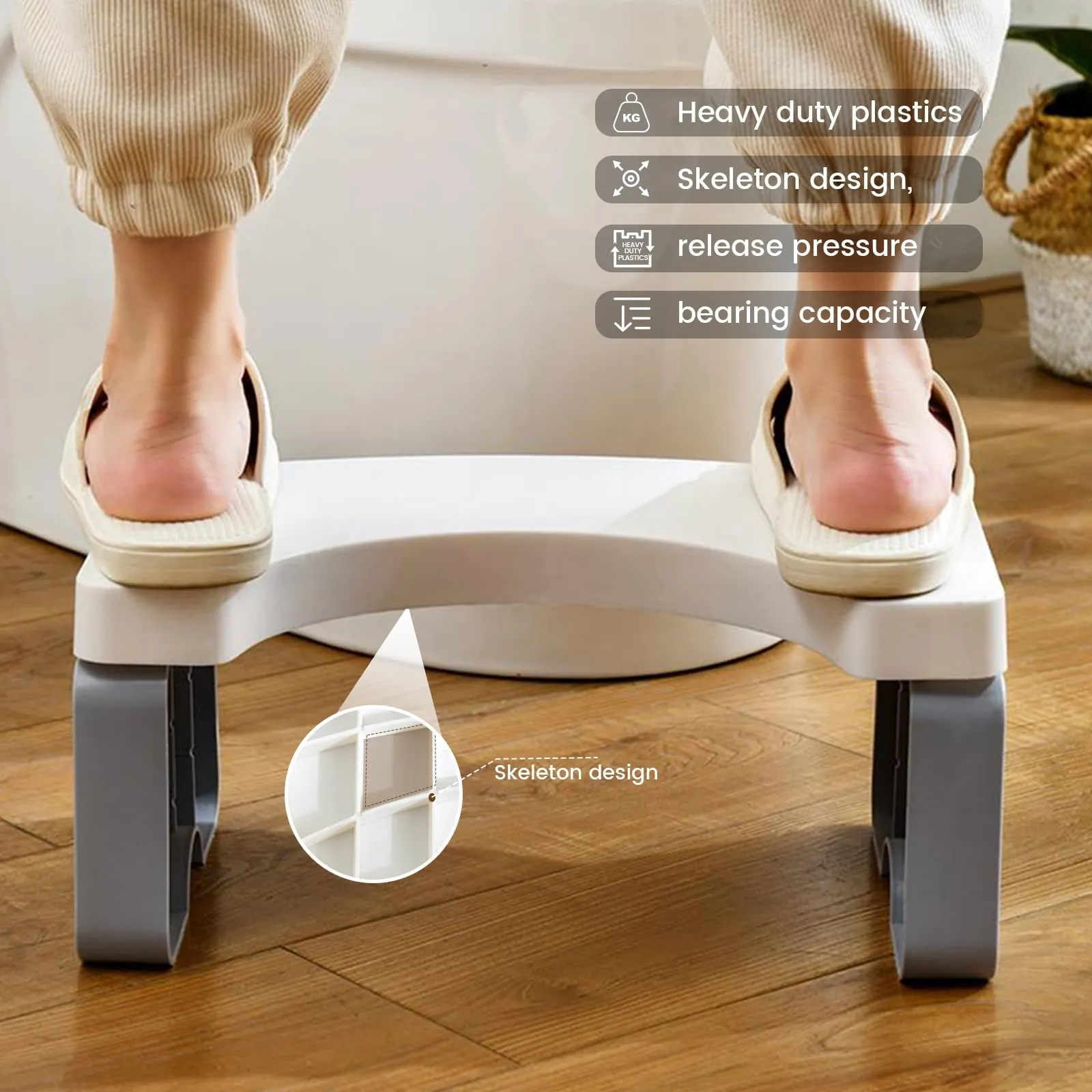 ALLJOY Squat Toilet Potty Stool Foldable Plastic Step Stool for Adults Kids Portable Collapsible Toilet Poop Foot Stool for Bathroom,7In