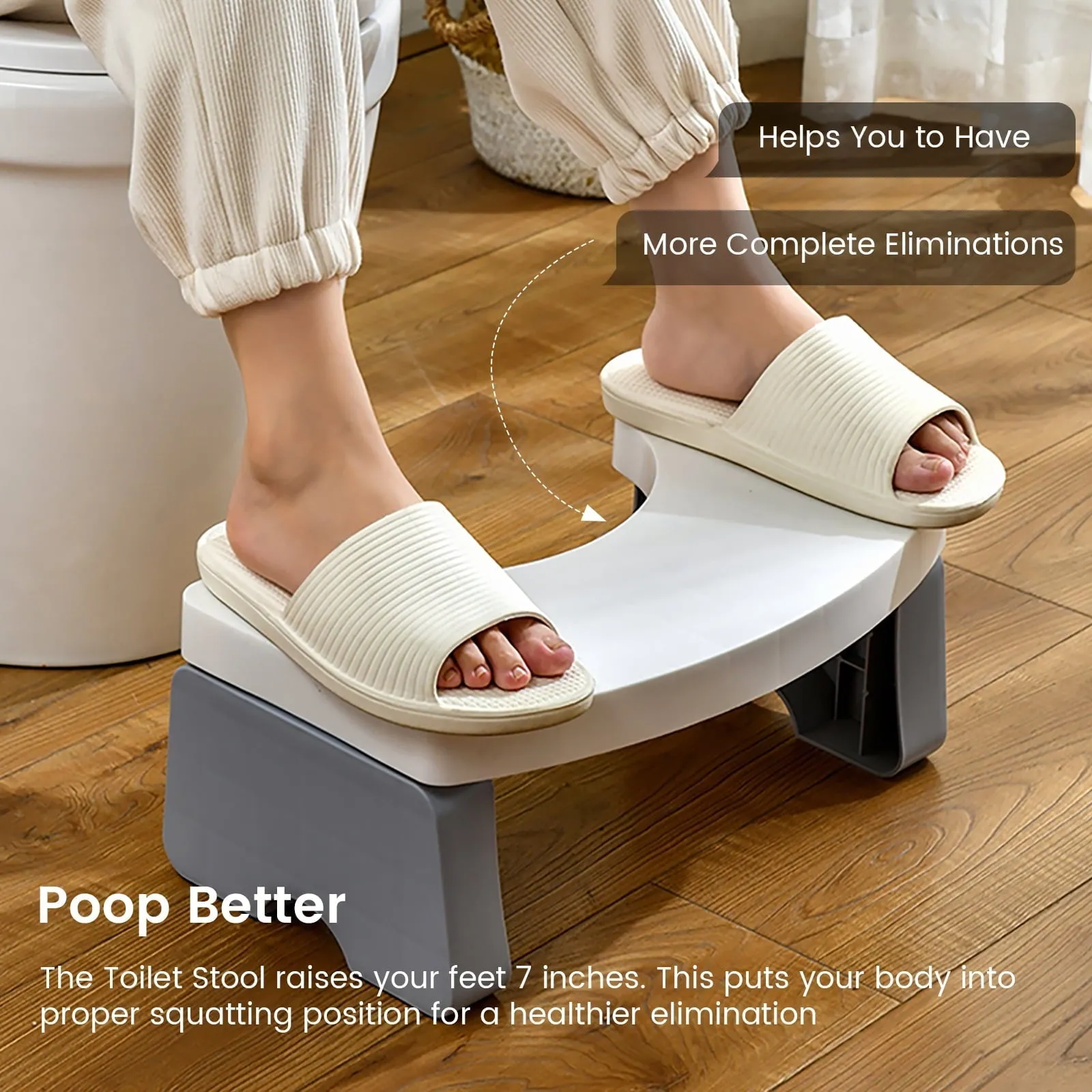 ALLJOY Squat Toilet Potty Stool Foldable Plastic Step Stool for Adults Kids Portable Collapsible Toilet Poop Foot Stool for Bathroom,7In
