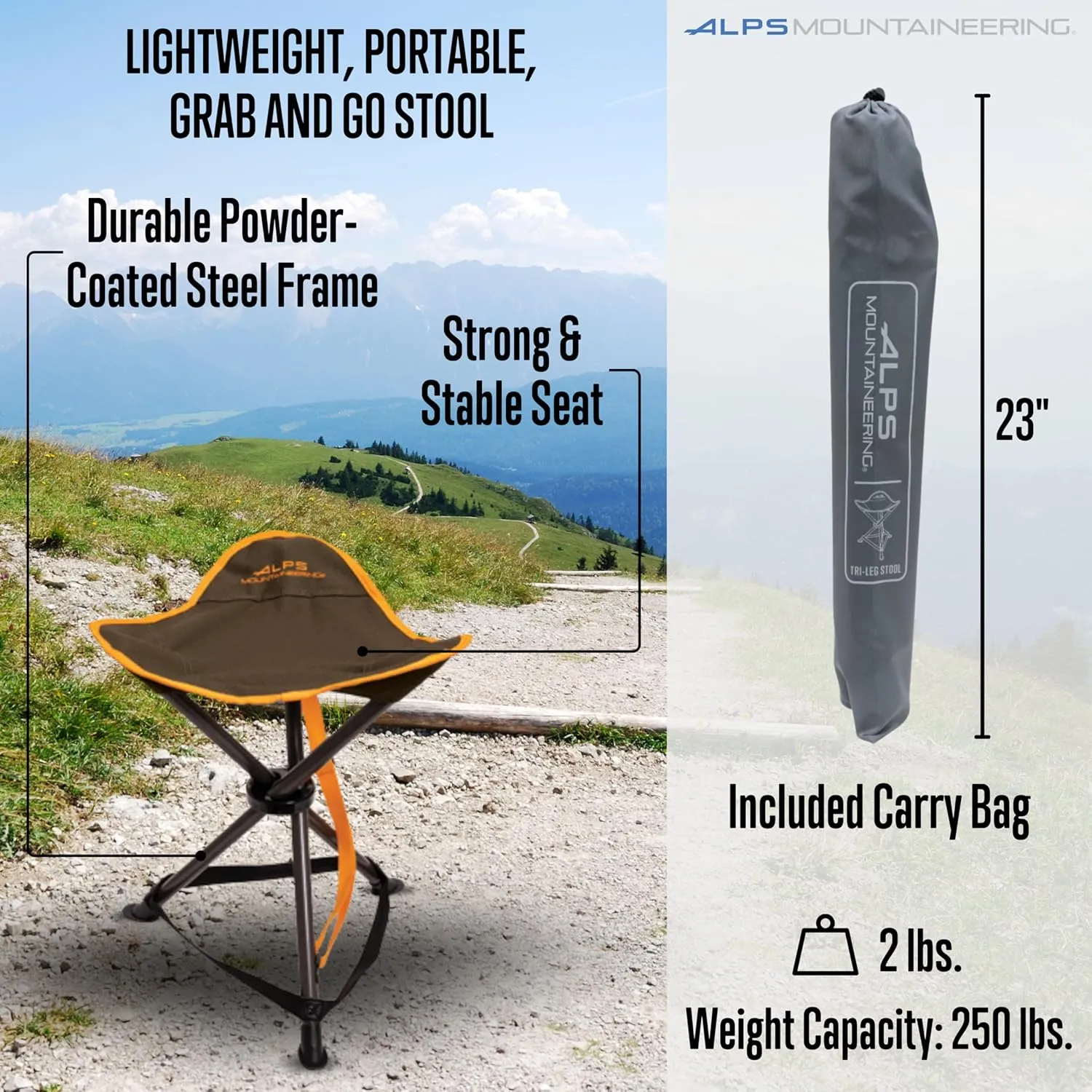 ALPS Mountaineering Tri-Leg Stool - Clay/Apricot, New
