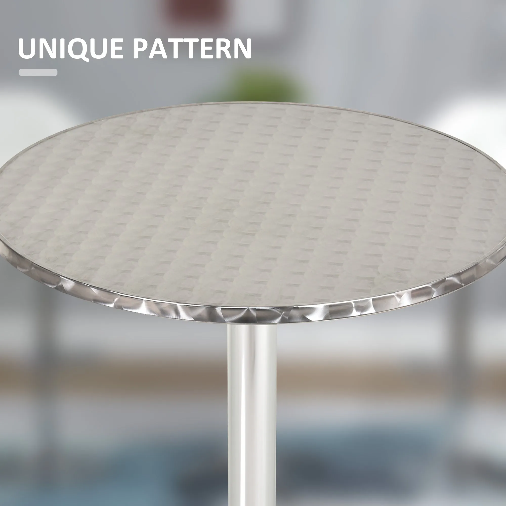 Aluminum Bistro Bar Table Round Tabletop Dining Wine Pub Stainless Steel 2 Height Settings 70cm/110cm