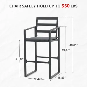 Aluminum Outdoor Bar Stools Set of 2 (Dark Grey)