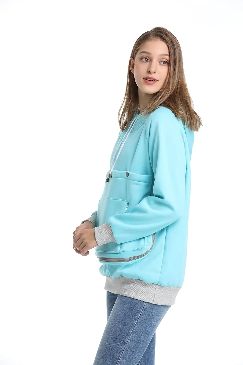 ALYC Cat Dog Carrier Hoodie Large Pet Pouch Sweatshirt Puppy Kitten Holder Pullover Top Kangaroo Hoodies for Women